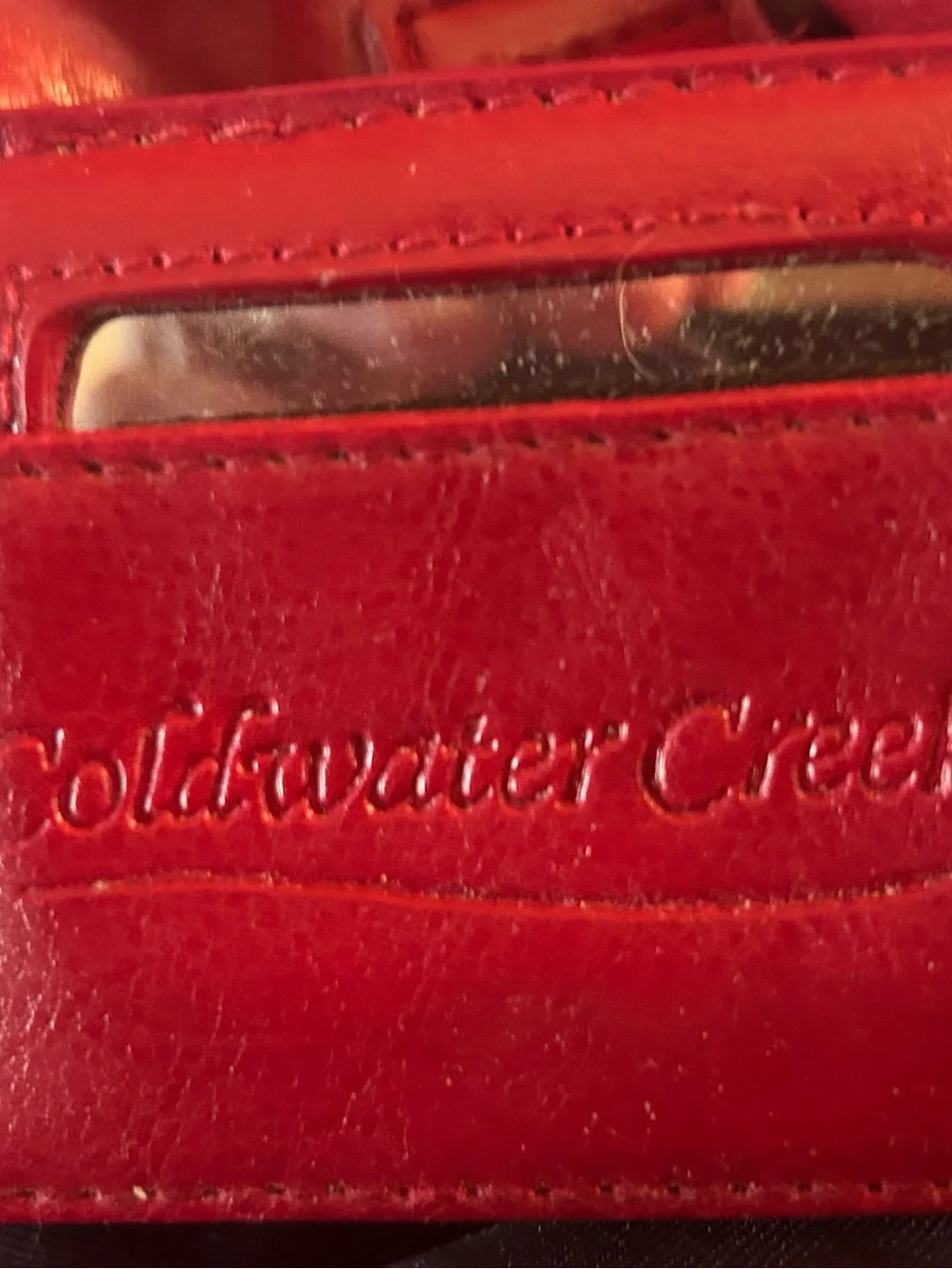 Coldwater Creek Red Drawstring Suede Satchel Purse Bag